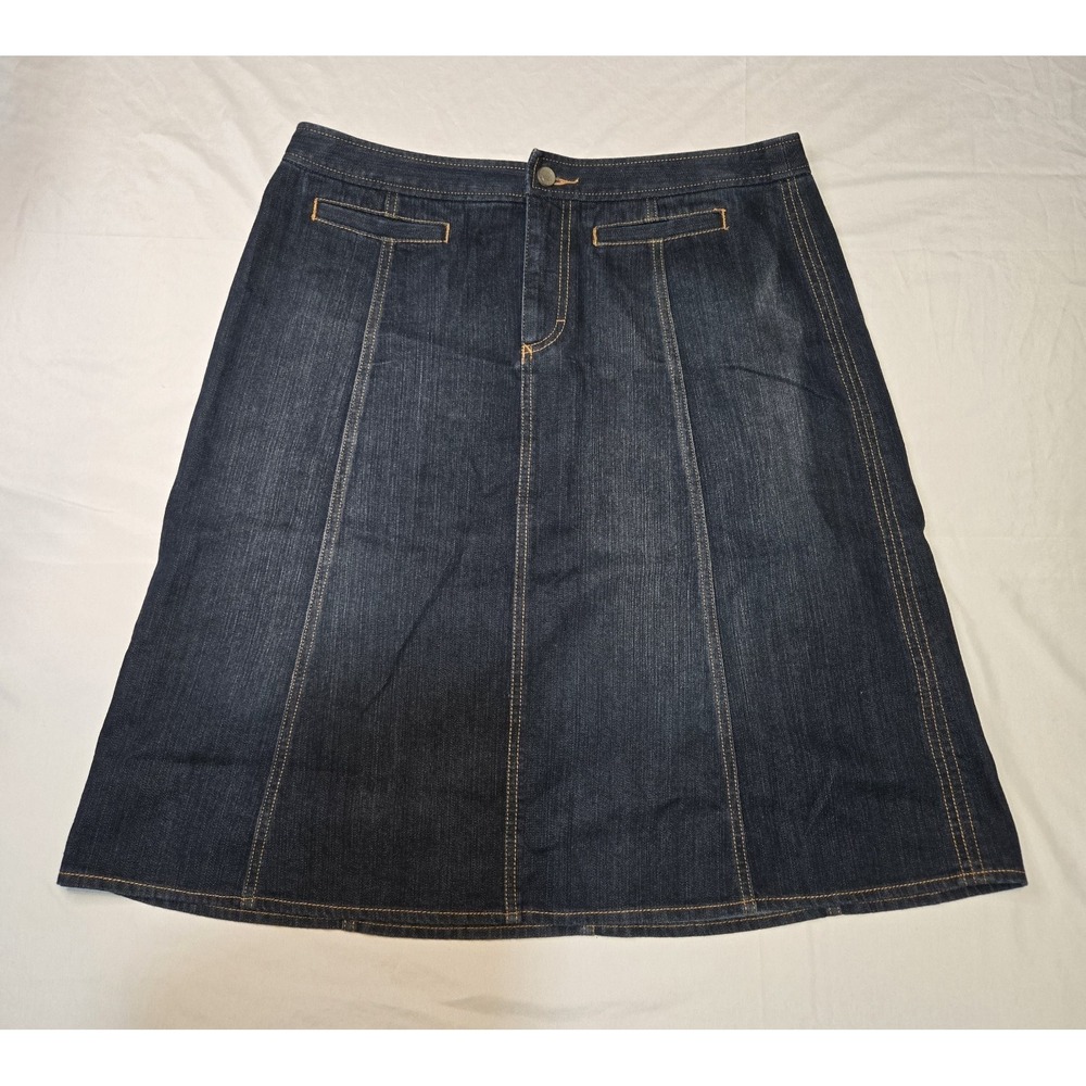 I.E. Relaxed Womens Denim Jean Skirt Size 12 Blue Knee Length Vtg Classic Preppy